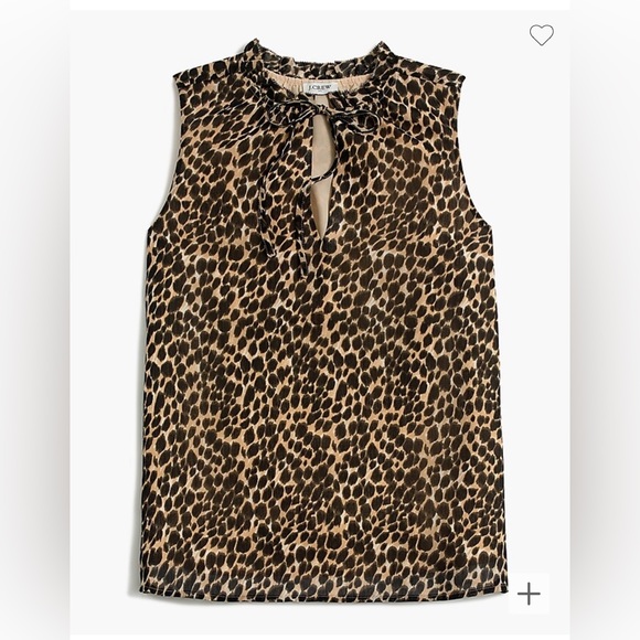 NWT J Crew Factory Leopard Ruffle Neck Tie Top - Picture 2 of 6